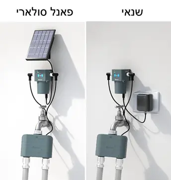 הזנת חשמל לבקר LinkTap T1 באמצעות שנאי או פאנל סולארי